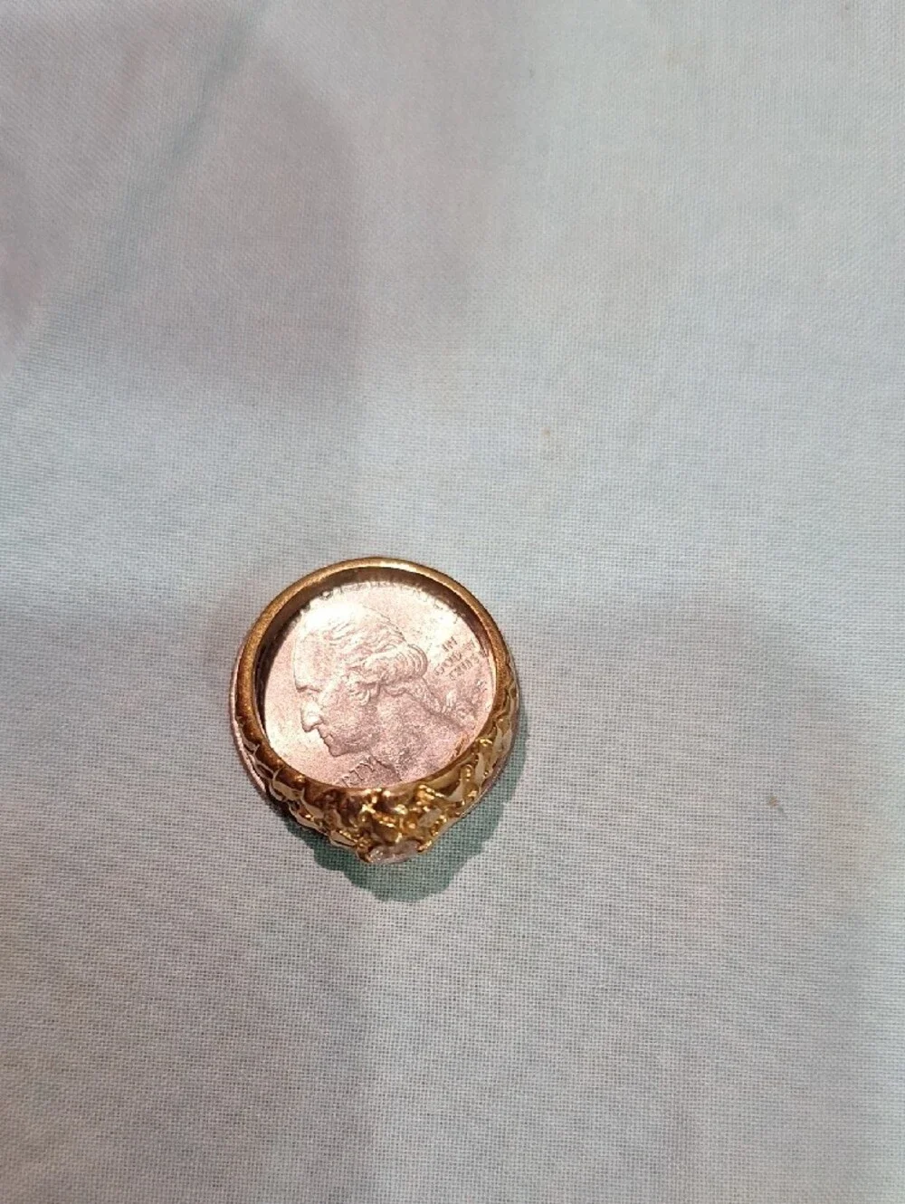 Gold Nugget Diamond Accent Womens Ring